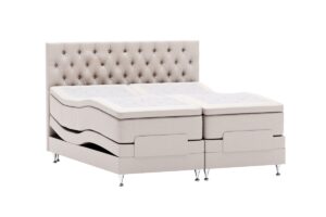 Hörnsoffa med förvaring och stilrent design, perfekt för moderna sovrum.